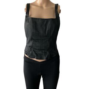 Guess Collection Size 6 Black Corset Biker Classy Top X-Cindyana Santangelo